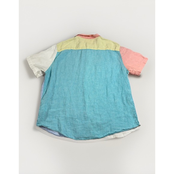 Nautica 100% Linen Mens Size‎ XL Color Block Button Down Short Sleeve Multicolor - Picture 2 of 7